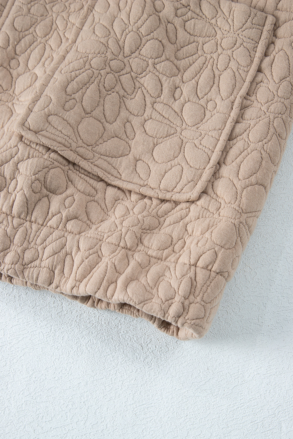 Light French Beige Floral Quilted Jacket