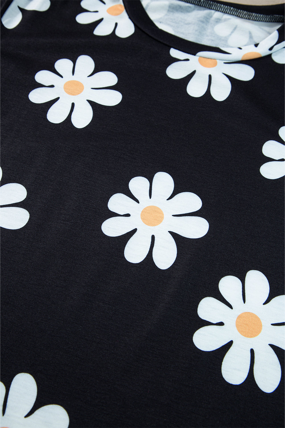 Sky Blue Daisy Print Crewneck T Shirt