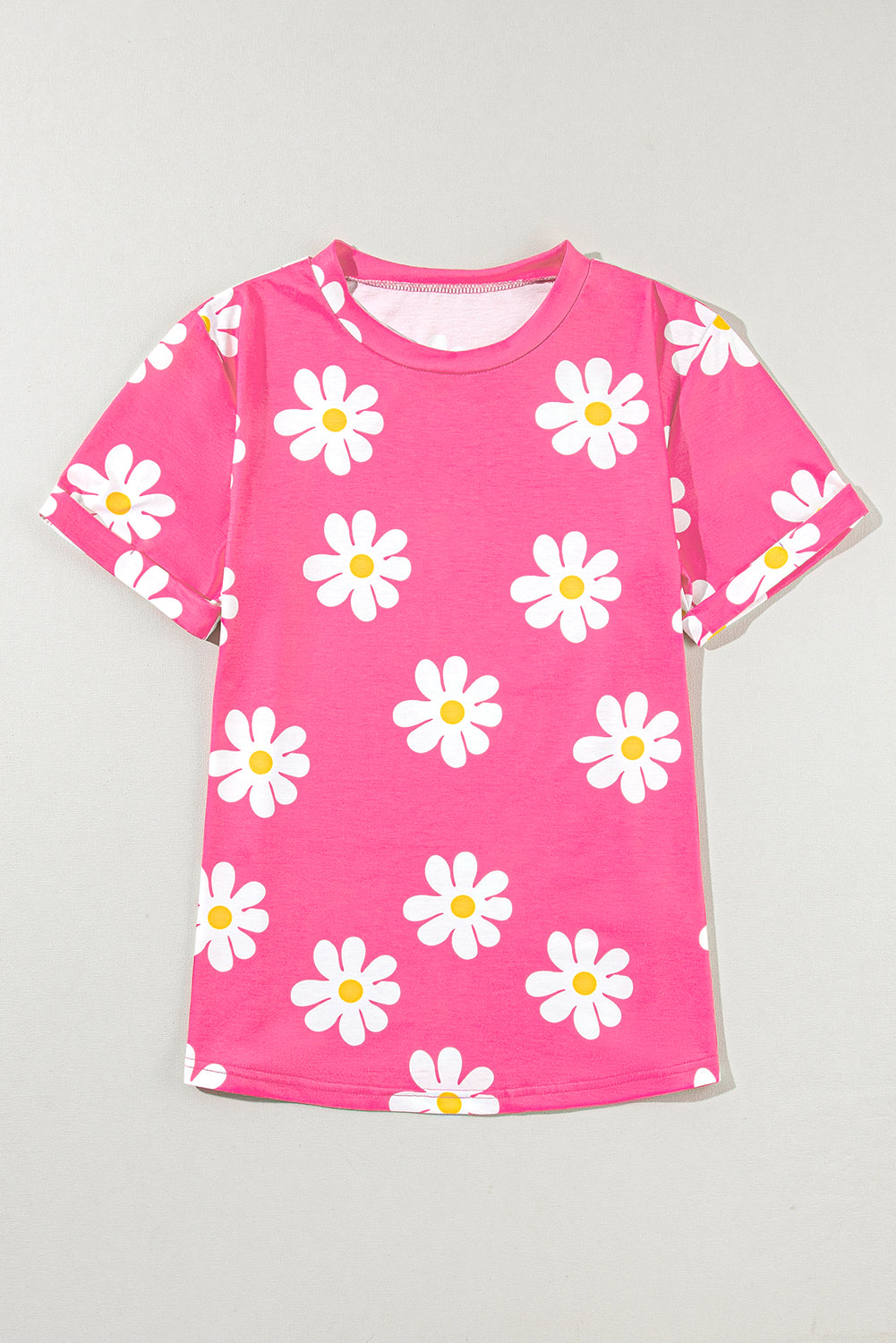 Sky Blue Daisy Print Crewneck T Shirt