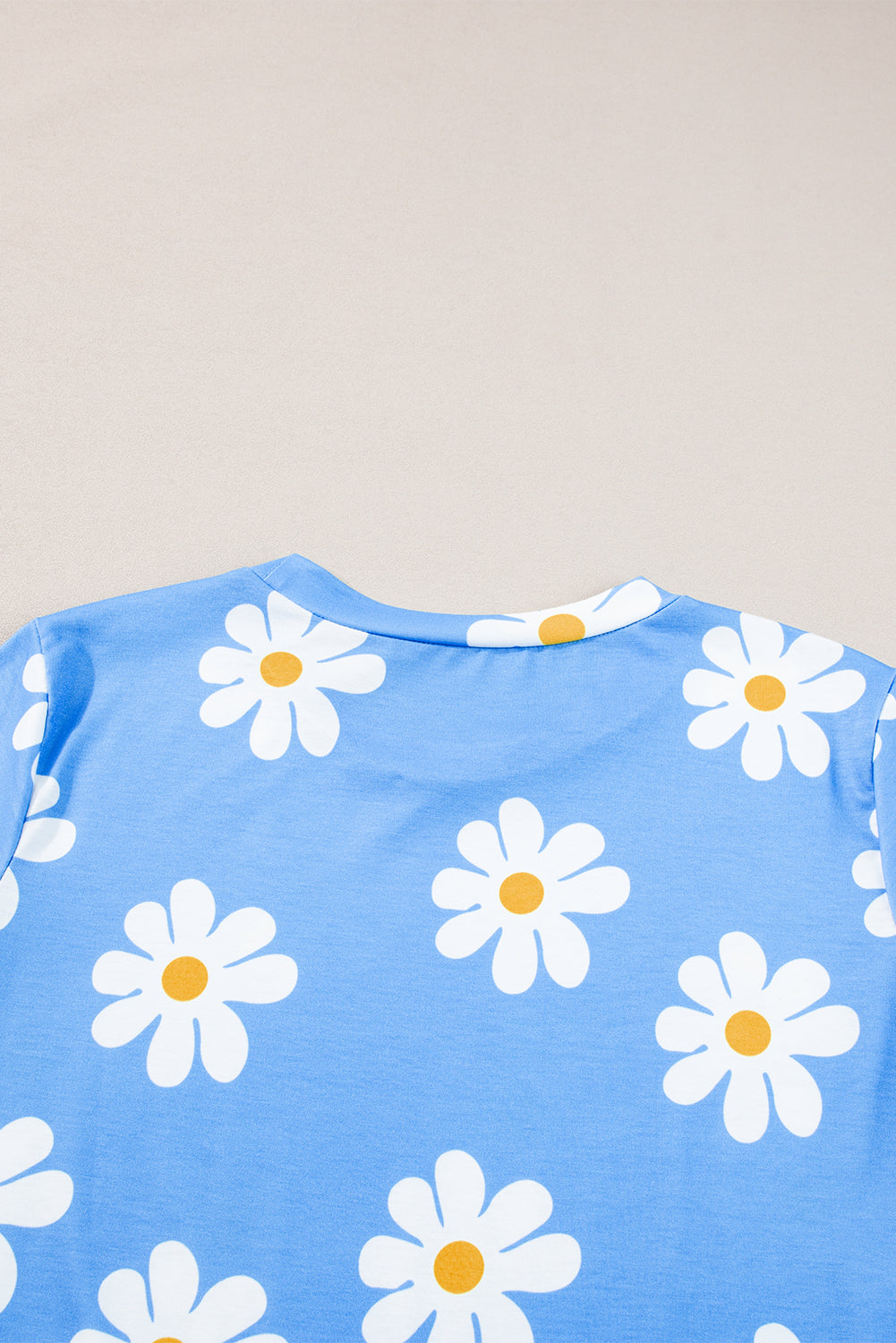 Sky Blue Daisy Print Crewneck T Shirt