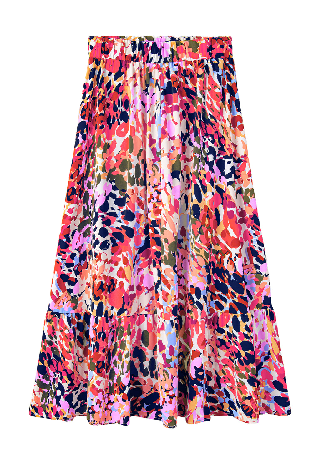 White Abstract Print High Waist Maxi Skirt