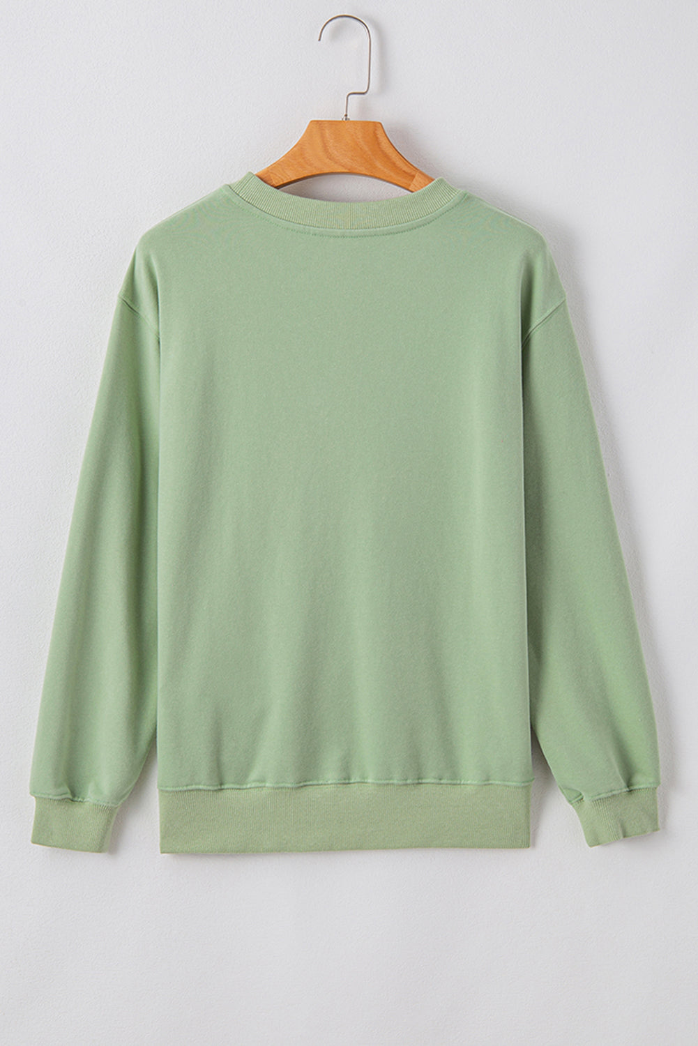 Smoke Green Plain Drop Shoulder Crewneck Pullover Sweatshirt