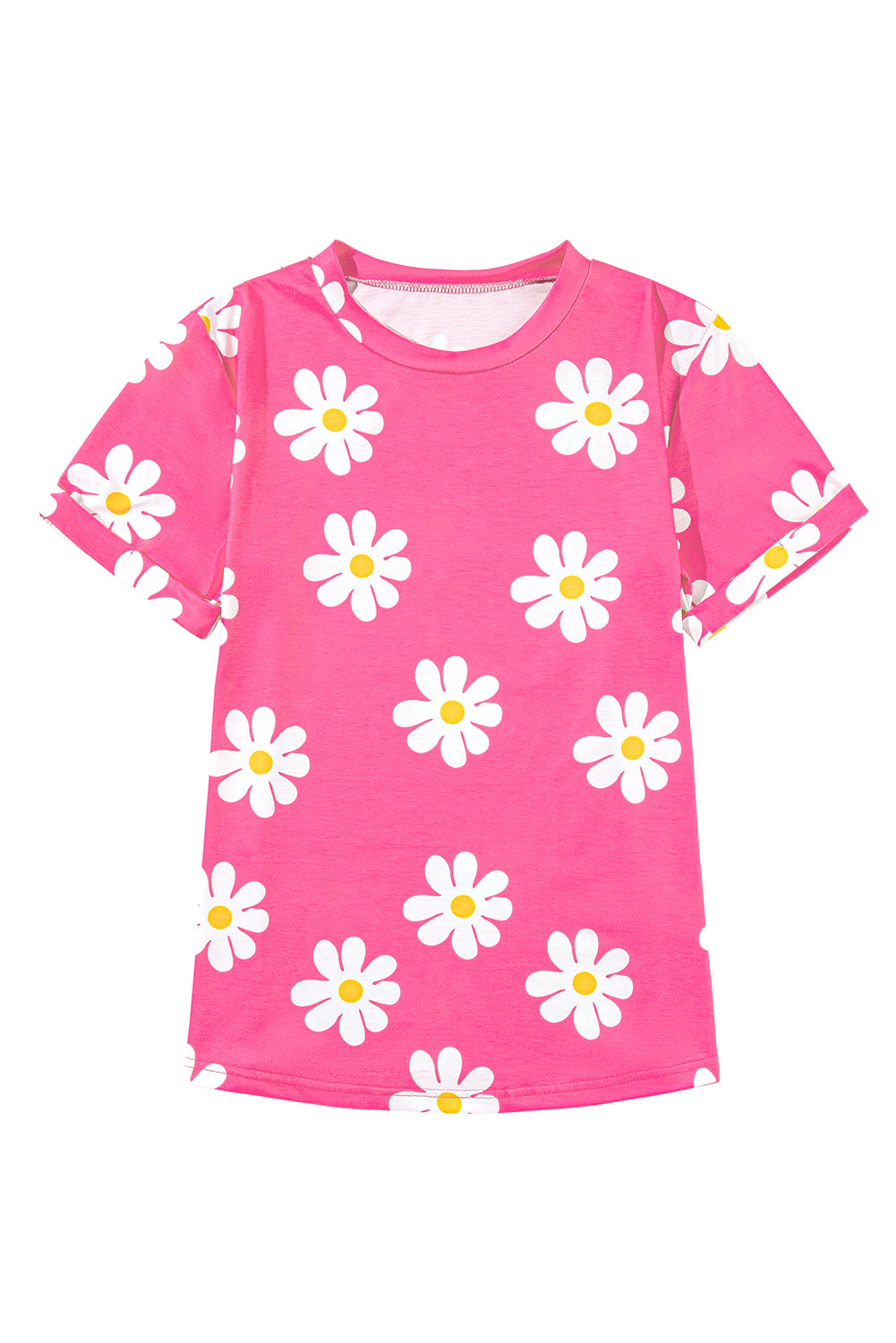 Sky Blue Daisy Print Crewneck T Shirt