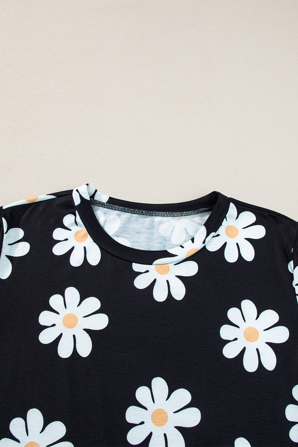 Sky Blue Daisy Print Crewneck T Shirt