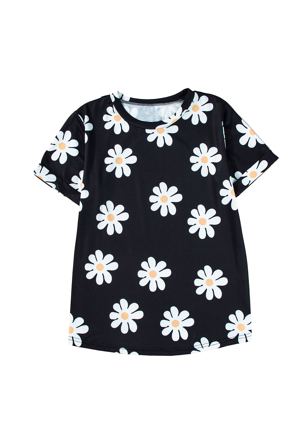 Sky Blue Daisy Print Crewneck T Shirt