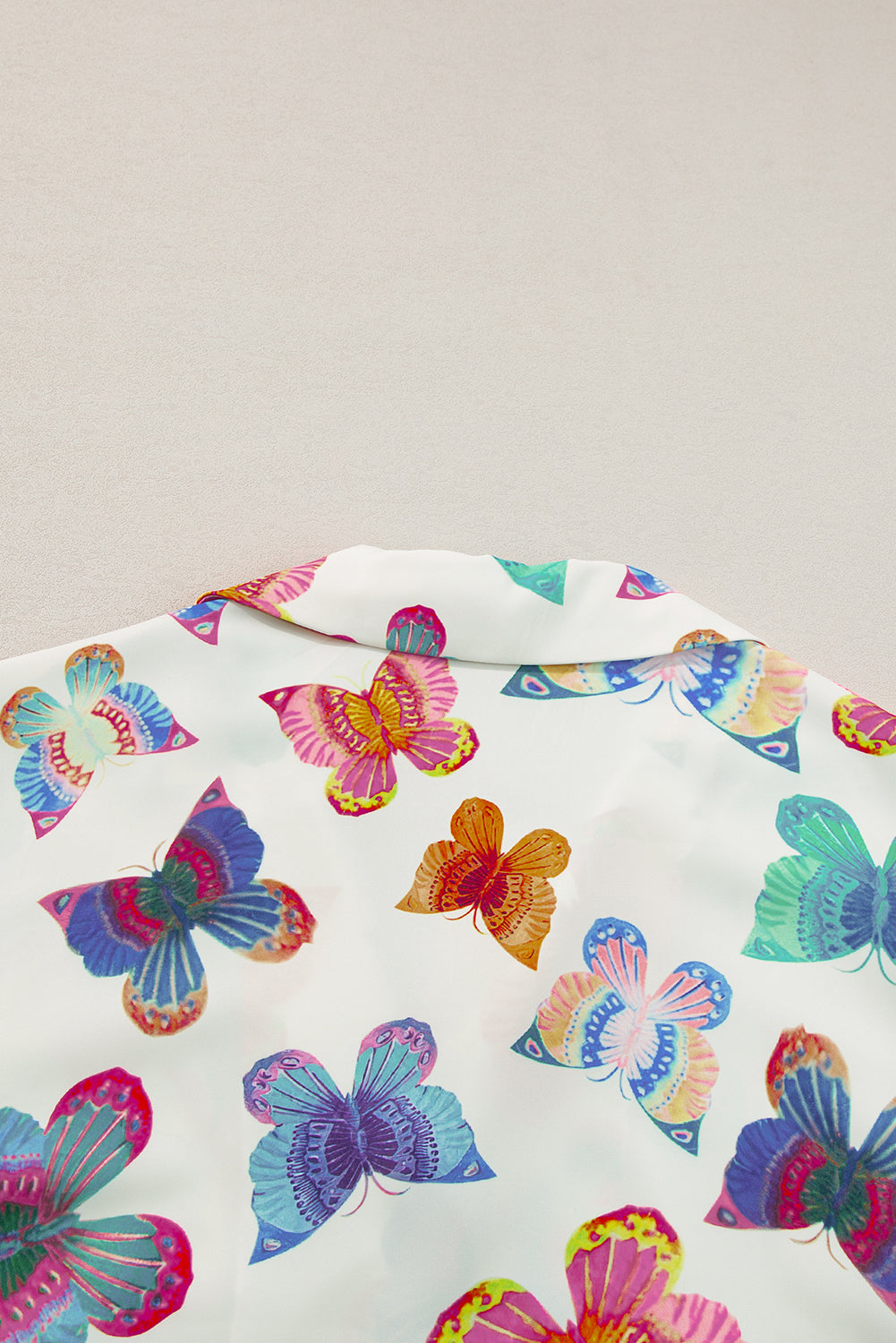 Multicolour Butterfly Print Button-up Shirt & Shorts Pajama Set